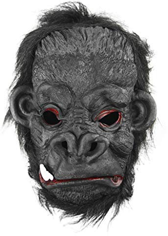 Halloween Maske Schimpanse Latex Tiermaske Affe Gorilla Maske Vollkopf Realistische Masken Kostüm Karnevall Verkleidung Gorilla Maske mit täuschend echten Haaren für Halloween Karnevall Party