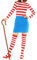 Morph Kostüm Geek, Rot-Weißes Kostüm, Gestreiftes Kostüm, Buchkostüm, Halloween Kostüm für Frauen, Damenkostüm für Karneval L