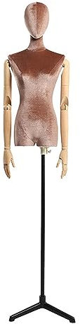 Schaufensterpuppenkörper aus Samt mit Metallständer, abnehmbare Schneiderpuppe for Bekleidungseinzelhandel, Messen, Online-Boutiquen, Schmuckdisplay, höhenverstellbar ( Color : Brown )
