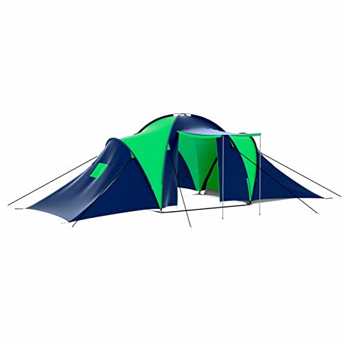 Homgoday Polyester Camping Zelt für 9 Personen Blau und Grün Möbel für Haus Innen Außen Wohnzimmer Schlafzimmer