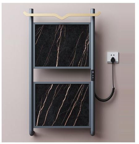 Radiador Toallero Eléctrico, Secador de Toallas Baño con luz LED Superior, Secatoallas Electric con Pantalla LCD Temporizador Termostato Inteligente,Negro,Right Line