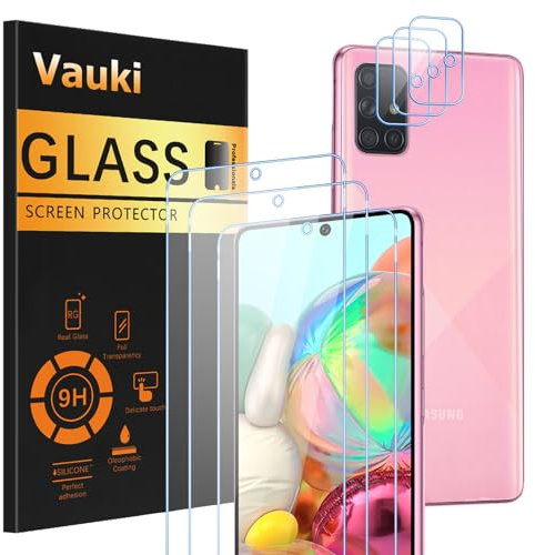 Vauki [3 Stück Schutzfolie für Samsung Galaxy A71 4G/5G mit 3 Kamera Schutzglas,9H Härte Transparent HD Displayschutzfolie,Blasenfrei,Kratzfest,Schutzfolie für Samsung Galaxy A71 4G/5G 6.7 Zoll