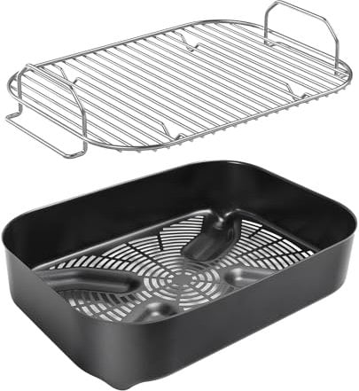 Combo Crisper Basket and Grill Roast Stand for Ninja Woodfire OG700 Series Grill, Air Fry Basket with Smoker Rack Accessories Kit for Ninja XSKGRDPLT Woodfire Outdoor Grill, Non-Stick