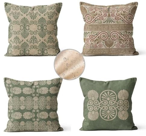 Outdoor Kissen Nordisch Kissenbezug 40x40 cm Kopfkissen 4er Set Sofakissen Wetterfest Kissenhülle Dekokissen Boho Kissenbezüge Quadratische Leinen Couch Zierkissen für Gartenmöbel Zuhause Dekor F576