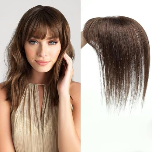 EMMOR Haarverdichtung für Frauen, Abdeckung bei Haarverlust, Haarverdichtung für Frauen mit dünner werdendem Haar, Echthaar, 150% Dichte, Seidenbasis, drei Clips im Haarverdichter, 10 Zoll, Ombre