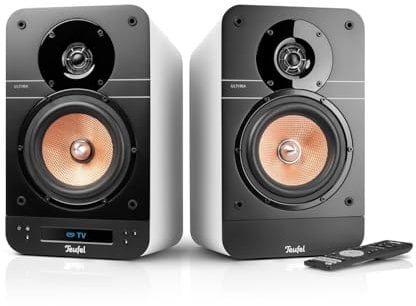 Teufel Ultima 25 Aktiv - Aktive Regallautsprecher mit Bluetooth und integriertem AV-Receiver, Dolby Audio, DAB+ und FM Radio, HDMI ARC CEC, Touch Slider - weiß