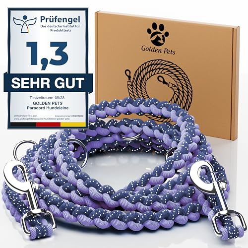 Testnote: Sehr gut - Hundeleine reflektierend I 2m, verstellbar, wetterfest & reißfest bis 250 kg I Paracord Führleine, Umhängeleine I kleine - große Hunde