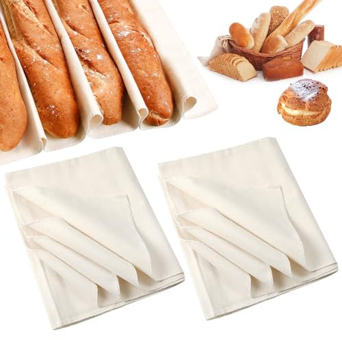 2 piezas Tela Lino para Masa Pan, 75x45cm Tela Panadero Paño de Levadura de Pan Paño Panadero Lino Panadero Lino, Tela Fermentada, Fermentación de Pan Tela Lino, para Hacer Baguettes y Panes