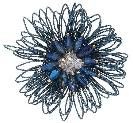 Brosche, Anstecknadel, Bekleidungszubehör, Design Sense, Kristall-Feuerwerk-Brosche, Damenmode, gewebte Korsage, Perle, Strass, Blumenbroschen, Retro-Anstecker for Damen (Color : Blue)