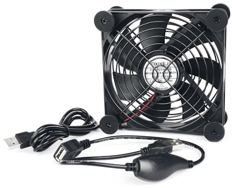 Leiser 120 mm USB-Lüfter, Dual-Kugellager, USB-Ventilator 5 V, mit stufenlosem Geschwindigkeitsregler, Computer-Kühler für Router, Modem-Receiver, DVR, Playstation, Xbox, TV-Box, Komponentenkühlung