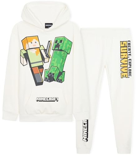 Minecraft Jungen Trainingsanzug Set, bequemer Jogginganzug mit Pullover & Hose
