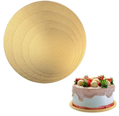 Gentpovth 4 pezzi Sottotorta tondo in cartone, Vassoio Torta Rotondo in Cartone, oro Cake Board 6-12 pollici, per Decorazione di Torte Matrimoni e Compleanno, per realizzare torte piani dall'aspetto