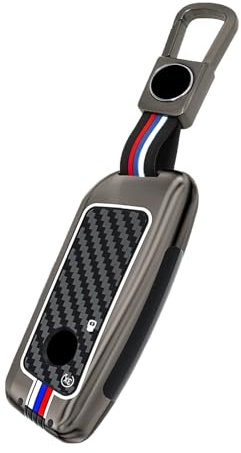 TTCR-II Alliage de Zinc Coque clé Compatible avec BMW X2 X5 X6 (2024-Up) 3 Série 7 Série X1 X7 i4 i5 i7 IX (2023-Up), 5 Boutons BMW x7 2024 Étui clés IX 2023-Fibre de Carbone