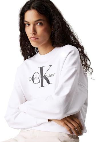 Calvin Klein Damen Sweatshirt Monologo French Terry mit Rundhalsausschnitt