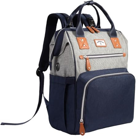 SUPROMOMI Wickeltaschen-Rucksack: Große Wickeltasche für Mama, Herren-Wickelrucksack, Damen-Schultertasche, Wickeltasche für Mama und Papa, Blau / Grau, Schwarz Grau, X-Large, Wickelrucksack