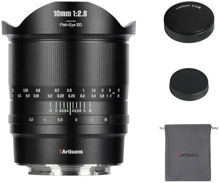 7artisans Obiettivo F2.8 II Full Frame Ultra grandangolare Fisheye da 10 mm Messa a fuoco manuale a 185° per fotocamera mirrorless Leica/Panasonic/Sigma L Serise