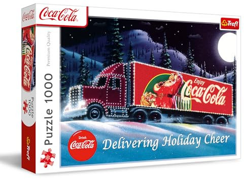 Trefl - Coca-Cola, Weihnachtstruck - Puzzle 1000 Elemente - Weihnachtspuzzle, für Erwachsene und Kinder ab 14 Jahren