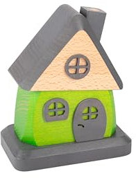 Holzwaren Egermann Erzgebirge - „Räucherhaus Grün/Grau- vereint traditionelle Handwerkskunst und modernes Design – erzeugt eine individuelle Wohlfühlatmosphäre - ca 15 cm hoch - Made in Germany