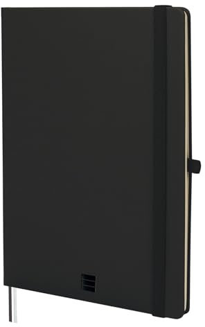 finocam Taccuino Nexo Copertina Rigida Dotted Nero, Taccuino Grande con Fogli Microforati, Tasca e Portapenna, 72 Fogli, Ideale per Bullet Journal