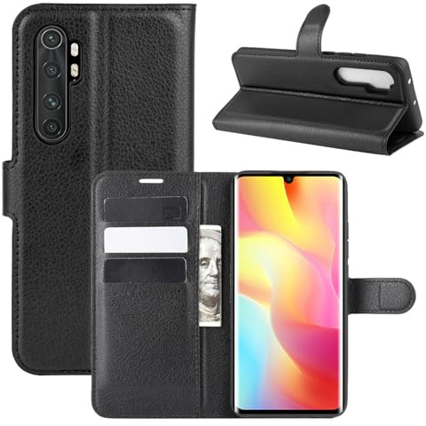 betterfon Handyhülle Kompatibel mit Xiaomi Mi Note 10 Lite | Premium TPU Klapphülle mit Kartenfächern | Magnetverschluss Wallet Flip Case Standfunktion | Schwarz