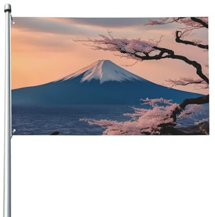 Giappone Monte Fuji Paesaggio Stampa Bandiera Personalizzata Moda Bandiera 9x15 FT con Occhielli in Metallo per Yard Outdoor/Indoor Decor