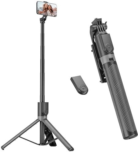 RISEOFLE 180cm Tripode para Movil & Palo Selfie - Tripode Movil Extensible Portátil con Mando Inalámbrico, Compatible con iPhone/Samsung/GoPro/Cámaras