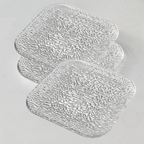 Juego de platos de cristal transparente – Platillos cuadrados de 6 pulgadas con diseño de flores y nieve, ideales para café, aperitivos, ensalada, fruta, incluye 2 platos de aperitivos + 3 platos