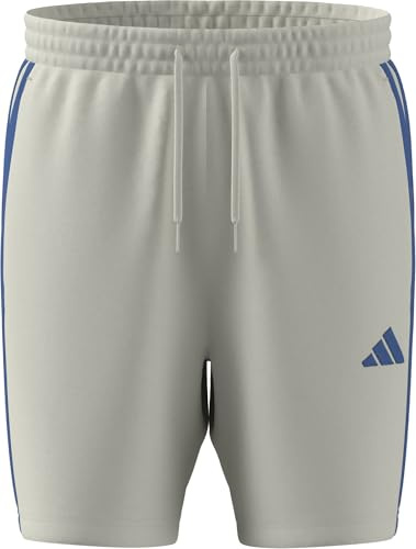 adidas Men's Essential Three Stripes French Terry Short, Off White/ray Blue, XL