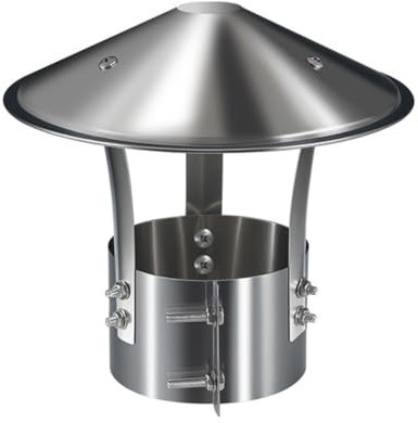 FRYSKYO Stainless Steel Cone Cap, Bolt-On Chimney Cover Adjustable Clamp Universal Roof Cap, Fireplaces Rain Hat Pipe Rain Cover Protector, For Outside Flue(100mm)