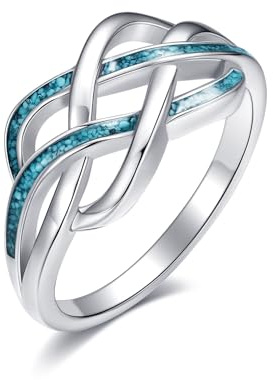Keltische Knoten Ringe 925 Sterling Silber Twisted Knot Türkis Ring Infinity Keltischer Türkis Schmuck Geschenke für Frauen-Größe 8