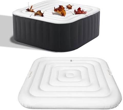 1,6 m aufblasbarer Whirlpool-Deckel mit Griffen, Isolierung zum Speichern der Wärme, energiesparend, Ersatz für Lazy Spa, schnelles Aufpumpen, regenfest und reißfest (4–6 Personen) (Quadratische)