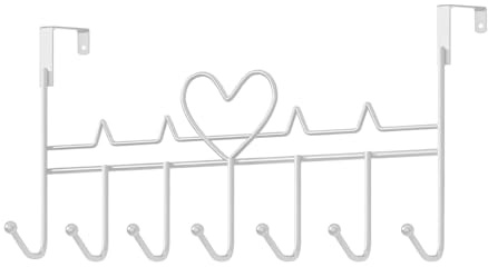 Heart Shaped Over The Door Hooks White Space Saving Wall Mounted Coat Rack No Drill Hanging Organizer for Towels Bags Robes Clothes