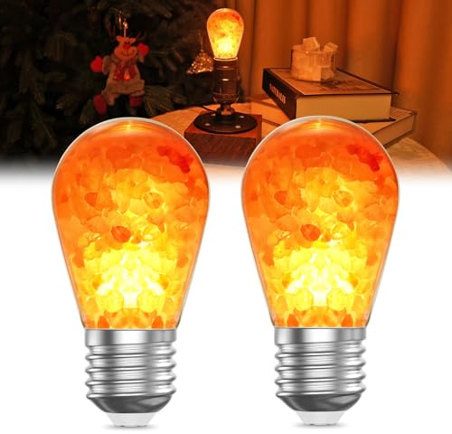 Himalayan Salt Light Bulb, E27 LED Vintage Light Bulbs,4W ST45 2200K Warm Amber,Decorative Salt Rock Night Light Bulb, Non-Dimmable, E27 Edison Screw Bulb for Mood Lighting,Stress Relief, 2 packs