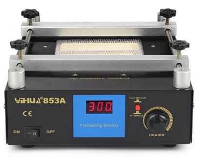853A BGA SMD Station de chauffage, plaque chauffante, 220 V, 450 W, infrarouge, plaque chauffante électronique, station de préchauffage, station de préchauffage, antistatique et inoxydable