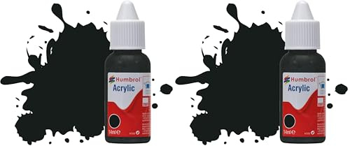 Humbrol Acrylic Paint No 91 Black Green Matt dropper bottle,14ml, packaging may vary (Pack of 2)