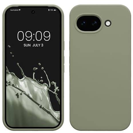 kwmobile Handyhülle für Google Pixel 10a Hülle - Case Silikon - Kabelloses Laden - Schutzhülle Cover in Graugrün