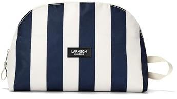 Larkson Kulturtasche Damen & Herren Blau Gestreift - Tilda Large - Stylischer Kosmetikbeutel zum Hinstellen - Große Waschtasche für Reise, Camping, Schwimmbad