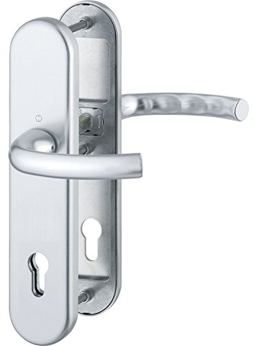 HOPPE 3894126 Sicherheits-Dürckergarnitur TÔKYÔ-Ö-Norm Entfernung 88mm, Aluminium Silber eloxiert, Langschild Profilzylinder für Türstärke 67-72mm, ohne Kernziehschutz, Klasse 3, 1 Stück