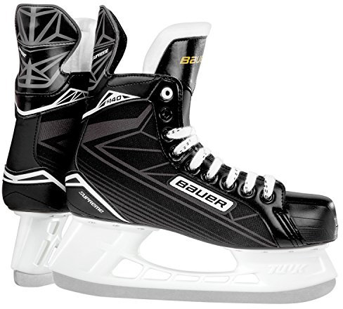 BAUER - Supreme S 140 Eishockeyschlittschuhe für Kinder I Kinderschlittschuh I Schlittschuhe für Anfänger I anatomisches Knöchelpolster I geformtes EVA Fußbett I inkl. Mikrofaser-Futter - Schwarz