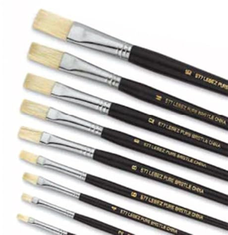 PENNELLO PUNTA PIATTA pura setola N°14 SERIE 577 LEBEZ 12pennelli