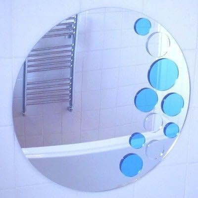 Servewell Blue and Silver Bubbles Wall Mirror - 32 Cm Diameter