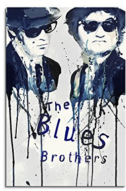 Paul Sinus Art The Blues Brothers 90x 60cm Keilrahmenbild Kunstbild Aquarell Art Wandbild auf Leinwand fertig gerahmt Original Unikat
