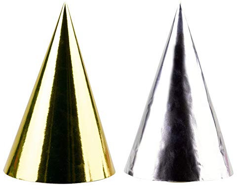 amscan 4 Partyhütchen * Happy New Year * in Gold und Silber // Silvester Verkleidung Hüte Hütchen Party
