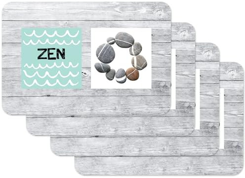 Vénilia Tischset Zen, Platzset für Esszimmer, Esstischmatten, Telleruntersetzer, Platzdeckchen, abwischbar, lebensmittelecht, 45 x 30 cm, 4 Stück