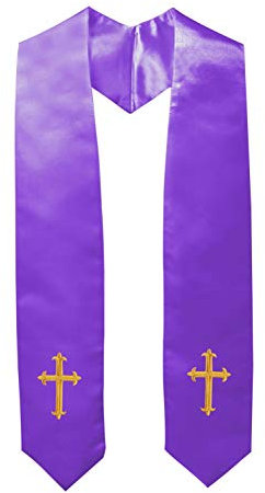 IvyRobes Erwachsene Klerus Chor Gestohlen mit Stickerei Kreuz Traditionell 152cm Unisex Kirche Priester Kostüm Violett