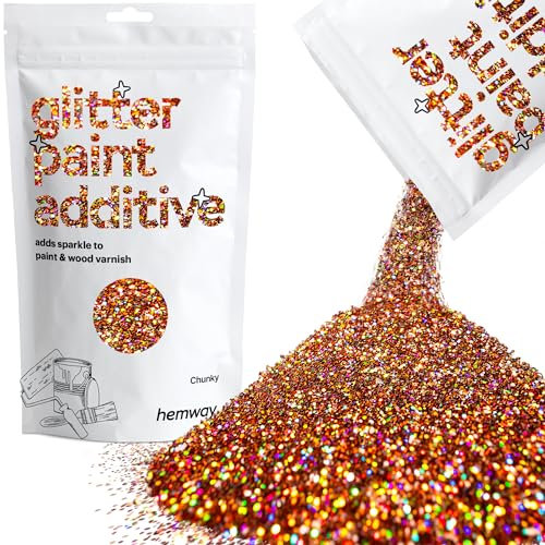 Hemway Bronze Glitter Holographic Peinture Additif Chunky 1/40 0.6mm pour l'émulsion Peintures à l'eau - Intérieur et Extérieur Mur, Plafond, bois, vernis, mat, brillant, satin, soie - 100 g / 3,5 oz
