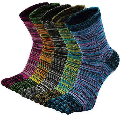 PUTUO Chaussettes 5 Doigts Homme Chaussettes Orteils Séparés, Sport Chaussette Doigt de Pied Homme Chaussette Five Fingers, 39-44, 5 paires
