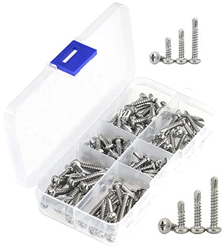 120 Pezzi Viti Autoforanti in Acciaio Inox,Viti Auto-perforazione per Metallo (120 pezzi, testa rotonda M3,5 e testa rotonda M4,2)