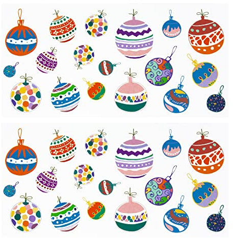 Oblique Unique® Weihnachtskugeln Sticker Set 36 Aufkleber mit Christbaumkugeln Weihnachtsmotive zum Basteln Dekoration Weihnachten Deko