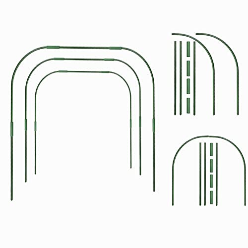 WUHNGD 3 Stück Gewächshaus-Reifen, rostfreier Pflanztunnel mit kunststoffbeschichteten Stützreifen Rahmen für Garten, Stoff, Gartentunnel, Reifen für Hochbeete, Reihen-Abdeckung, Grün